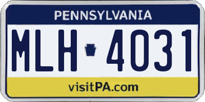 PA license plate MLH4031
