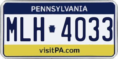 PA license plate MLH4033