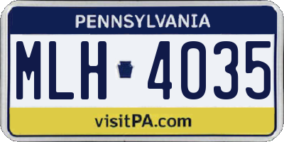 PA license plate MLH4035