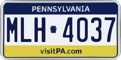PA license plate MLH4037
