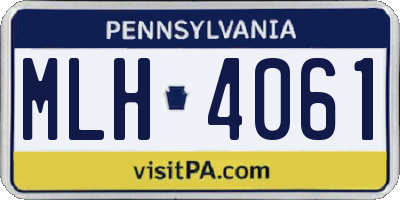 PA license plate MLH4061