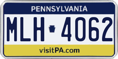 PA license plate MLH4062
