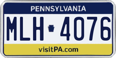 PA license plate MLH4076