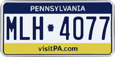 PA license plate MLH4077