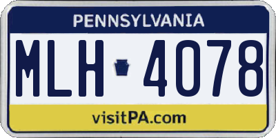 PA license plate MLH4078