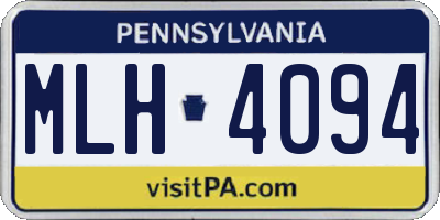 PA license plate MLH4094