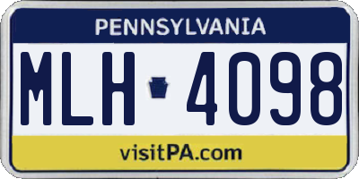 PA license plate MLH4098