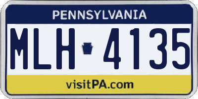 PA license plate MLH4135