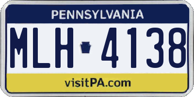 PA license plate MLH4138