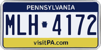 PA license plate MLH4172