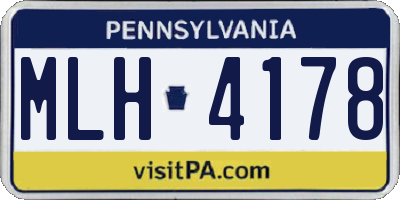 PA license plate MLH4178