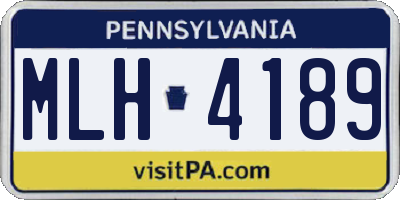 PA license plate MLH4189