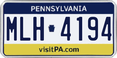 PA license plate MLH4194