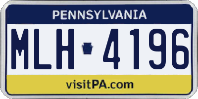 PA license plate MLH4196