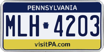 PA license plate MLH4203