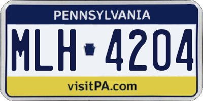 PA license plate MLH4204