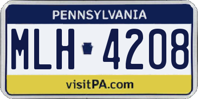PA license plate MLH4208