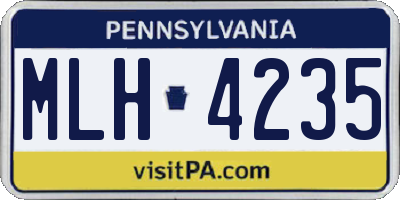 PA license plate MLH4235
