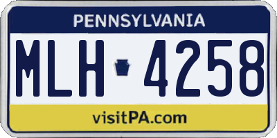 PA license plate MLH4258
