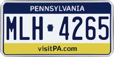 PA license plate MLH4265