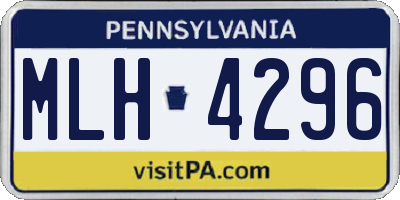 PA license plate MLH4296