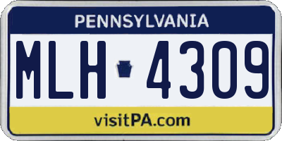 PA license plate MLH4309