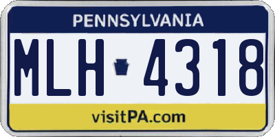PA license plate MLH4318