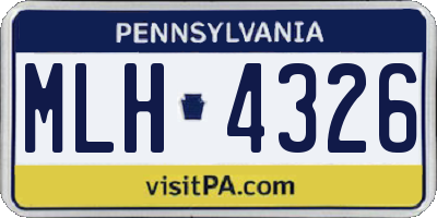 PA license plate MLH4326
