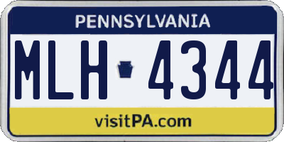 PA license plate MLH4344