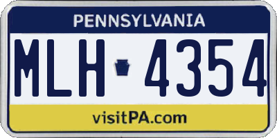 PA license plate MLH4354