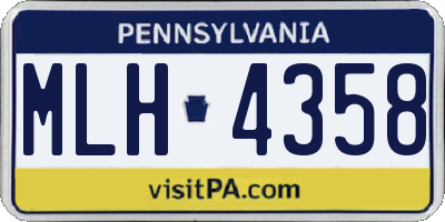 PA license plate MLH4358