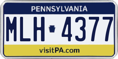 PA license plate MLH4377