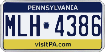 PA license plate MLH4386