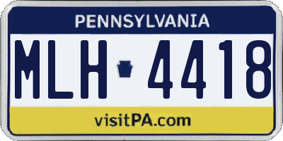 PA license plate MLH4418