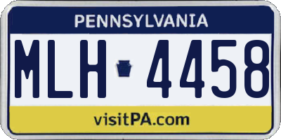 PA license plate MLH4458