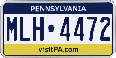 PA license plate MLH4472