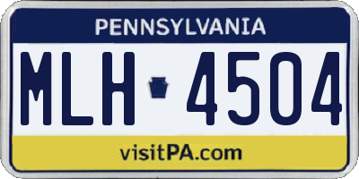 PA license plate MLH4504