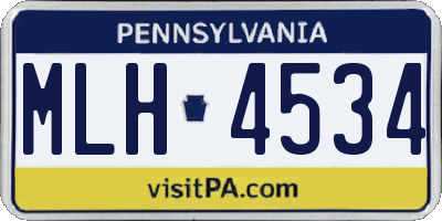 PA license plate MLH4534
