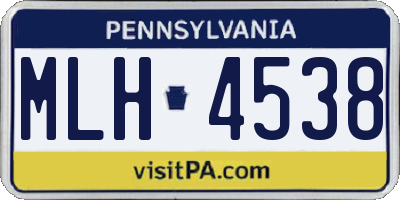 PA license plate MLH4538