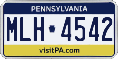 PA license plate MLH4542