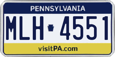 PA license plate MLH4551
