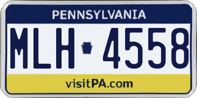 PA license plate MLH4558