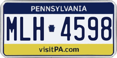 PA license plate MLH4598