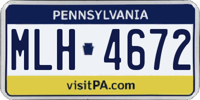 PA license plate MLH4672
