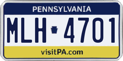 PA license plate MLH4701