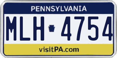 PA license plate MLH4754