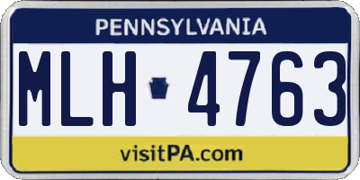 PA license plate MLH4763