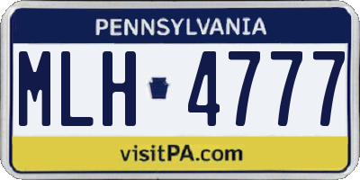 PA license plate MLH4777