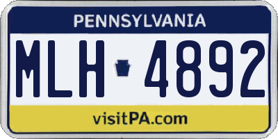 PA license plate MLH4892
