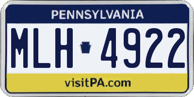 PA license plate MLH4922